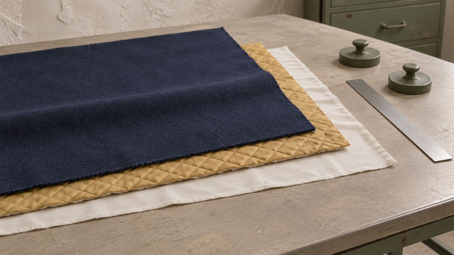 Lainage, couche isolante et doublure superposés pour composer un vêtement chaud